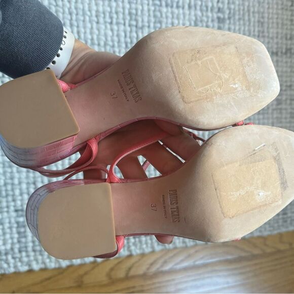 NEW Paris Texas Pink Reptile Block Heel Sandal 37 - Picture 4 of 5